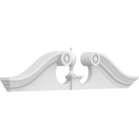 Ekena Millwork Rams Head Architectural Grade PVC Pediment (Urn Ships Unattached in Box), 36"W x 9"H x 2-3/4"P PEDPS036X090RHP00